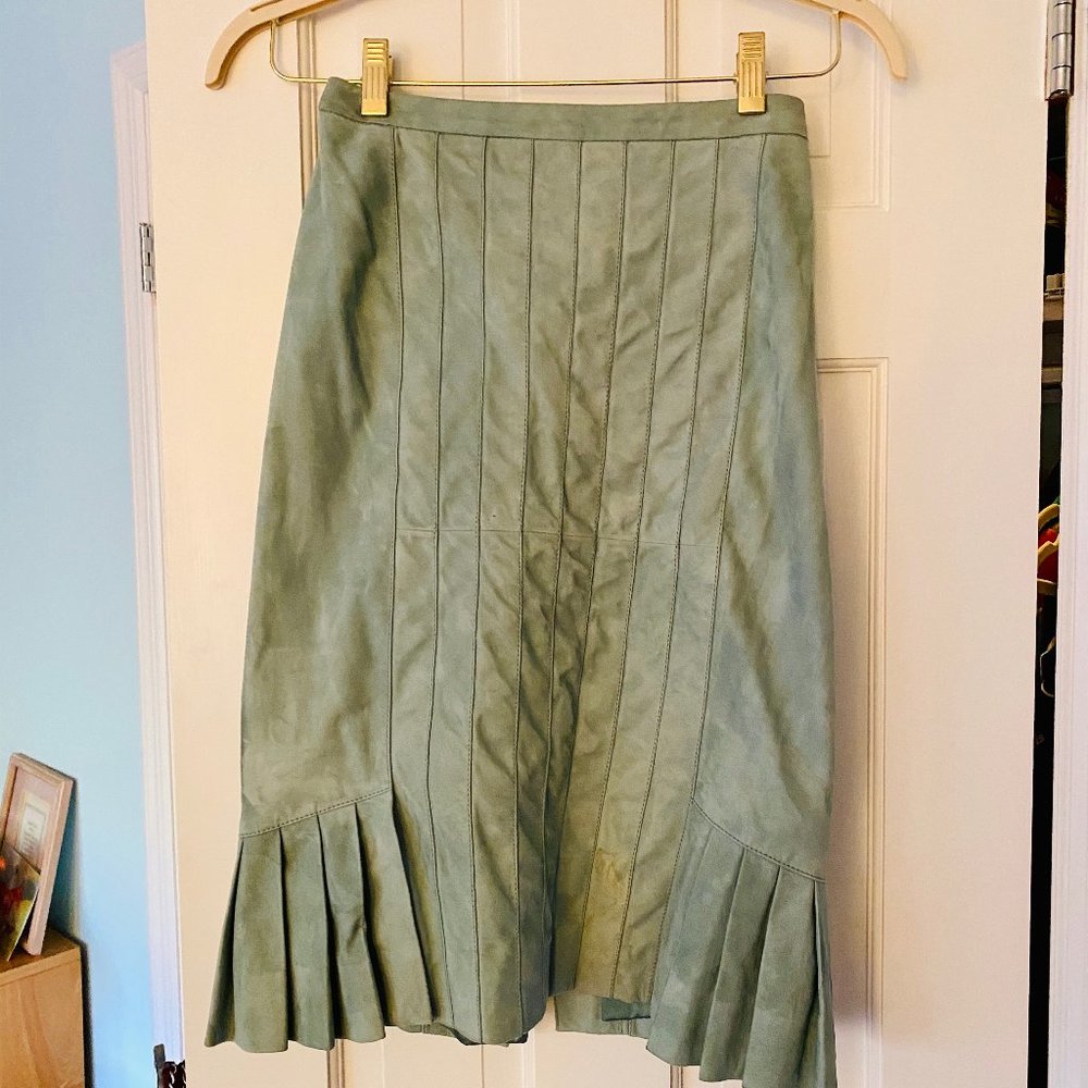 Goat Leather Christian Dior Teal Pencil Skirt sz.6
